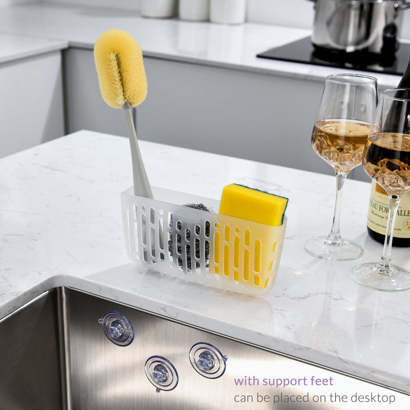 Sink Caddy Basket, Sinkware Organizer, 3X Strong Suction Cups Or Countertop