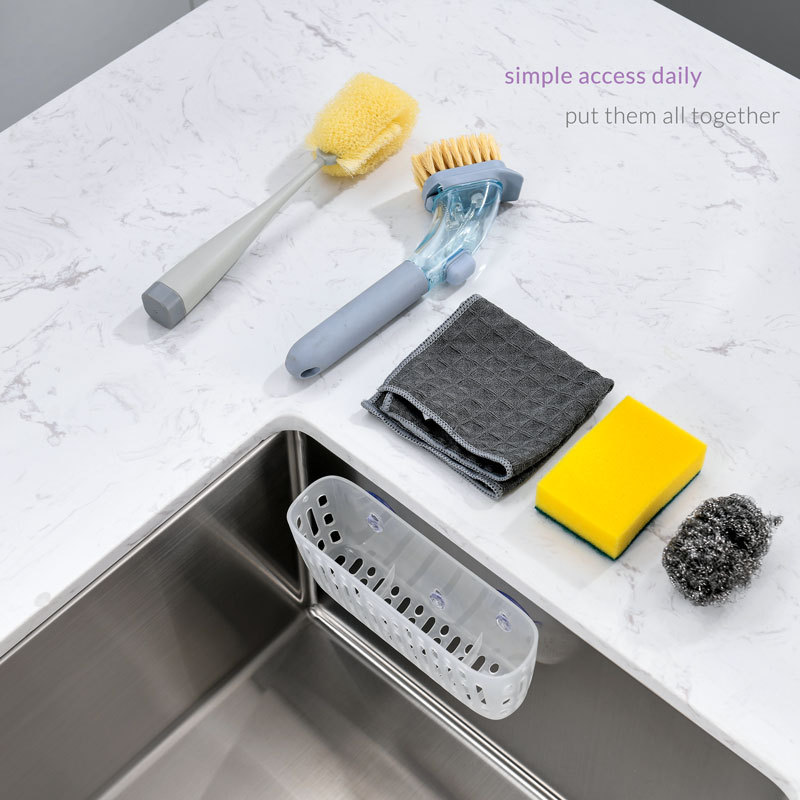 Sink Caddy Basket, Sinkware Organizer, 3X Strong Suction Cups Or Countertop