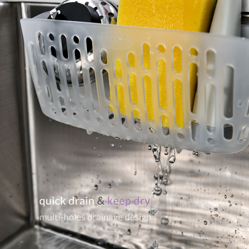 Sink Caddy Basket, Sinkware Organizer, 3X Strong Suction Cups Or Countertop
