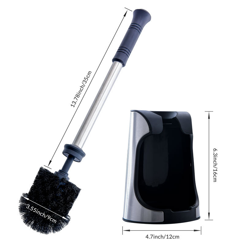 Toilet Brush with Quick Dry Holder, More Efficient Bristles, Stainless Steel+ABS