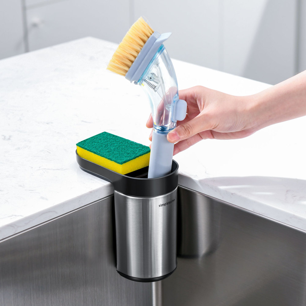 Sink Sponge Holder With Dish Brush Organizer, Suction Cups or Countertop