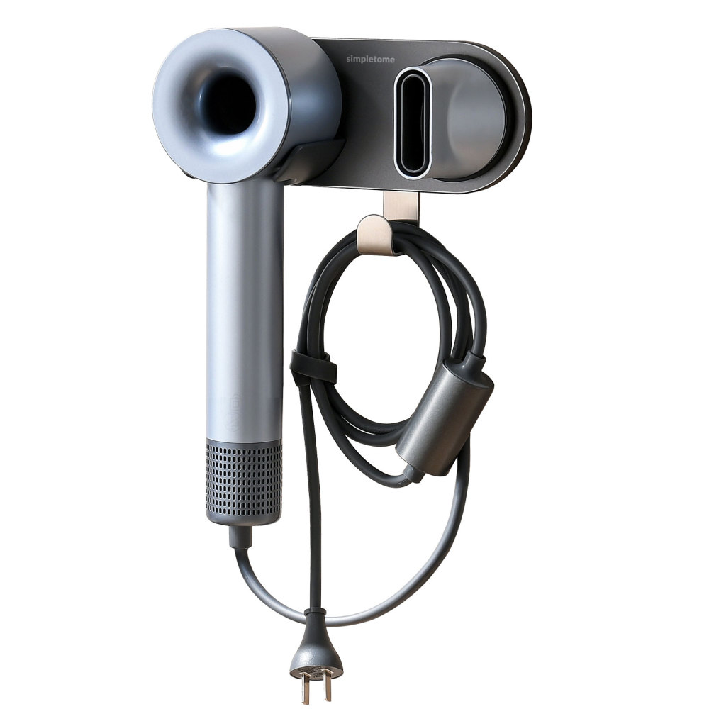 Universal Hair Dryer Holder Wall Mount for All Magnetic High Speed Blow Dryer with Plug Cord Organizer Hook