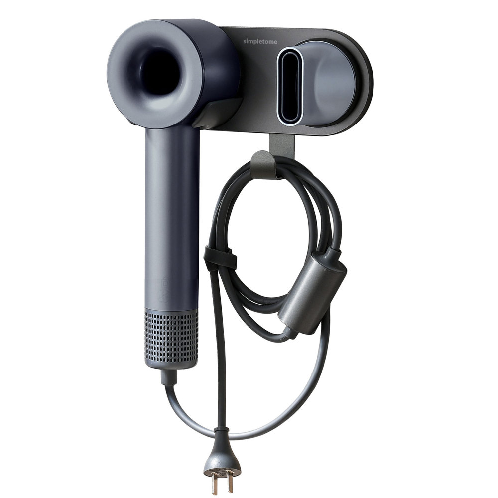 Universal Hair Dryer Holder Wall Mount for All Magnetic High Speed Blow Dryer with Plug Cord Organizer Hook