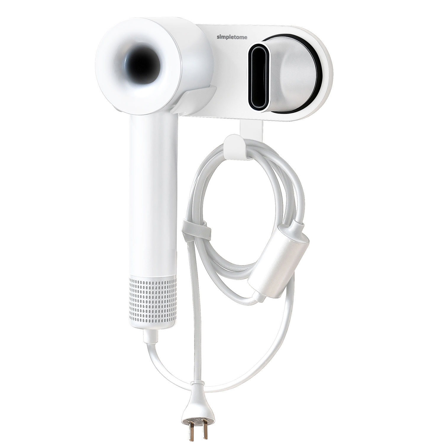 Universal Hair Dryer Holder Wall Mount for All Magnetic High Speed Blow Dryer with Plug Cord Organizer Hook
