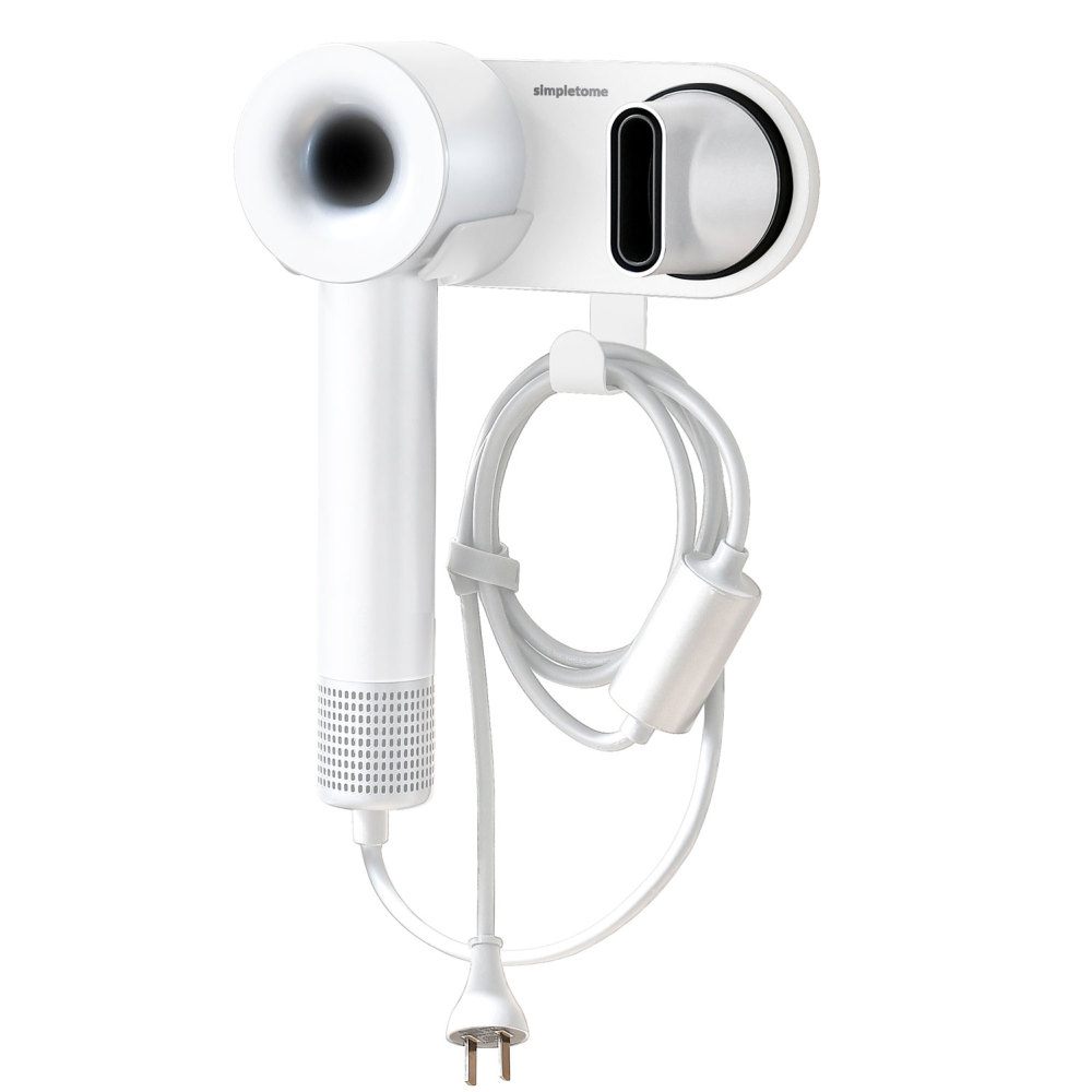 Universal Hair Dryer Holder Wall Mount for All Magnetic High Speed Blow Dryer with Plug Cord Organizer Hook