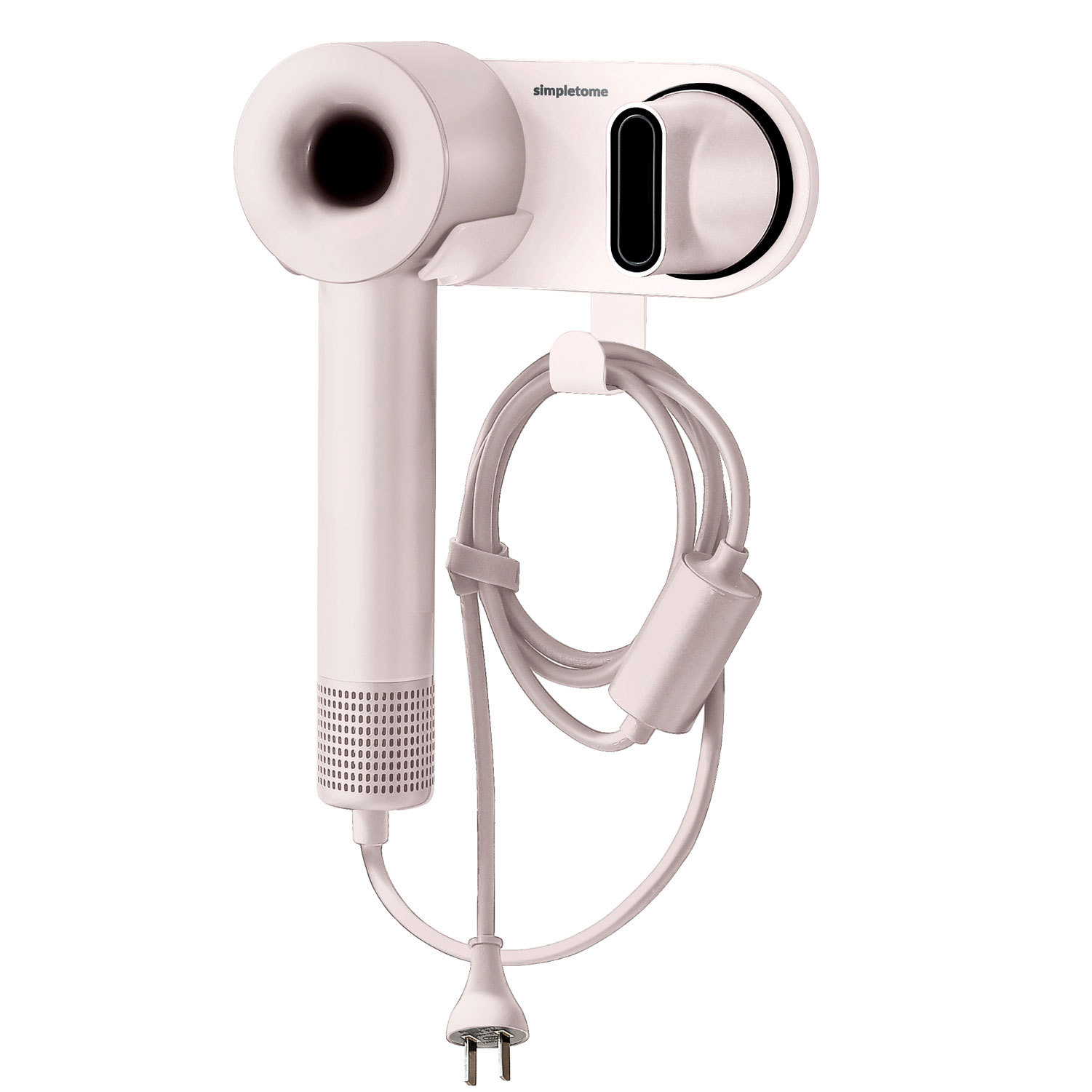 Universal Hair Dryer Holder Wall Mount for All Magnetic High Speed Blow Dryer with Plug Cord Organizer Hook