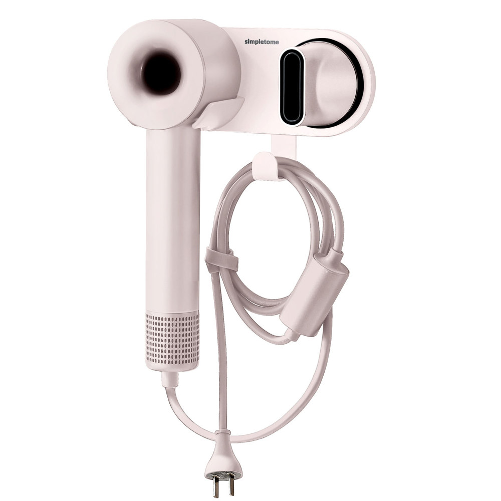 Universal Hair Dryer Holder Wall Mount for All Magnetic High Speed Blow Dryer with Plug Cord Organizer Hook