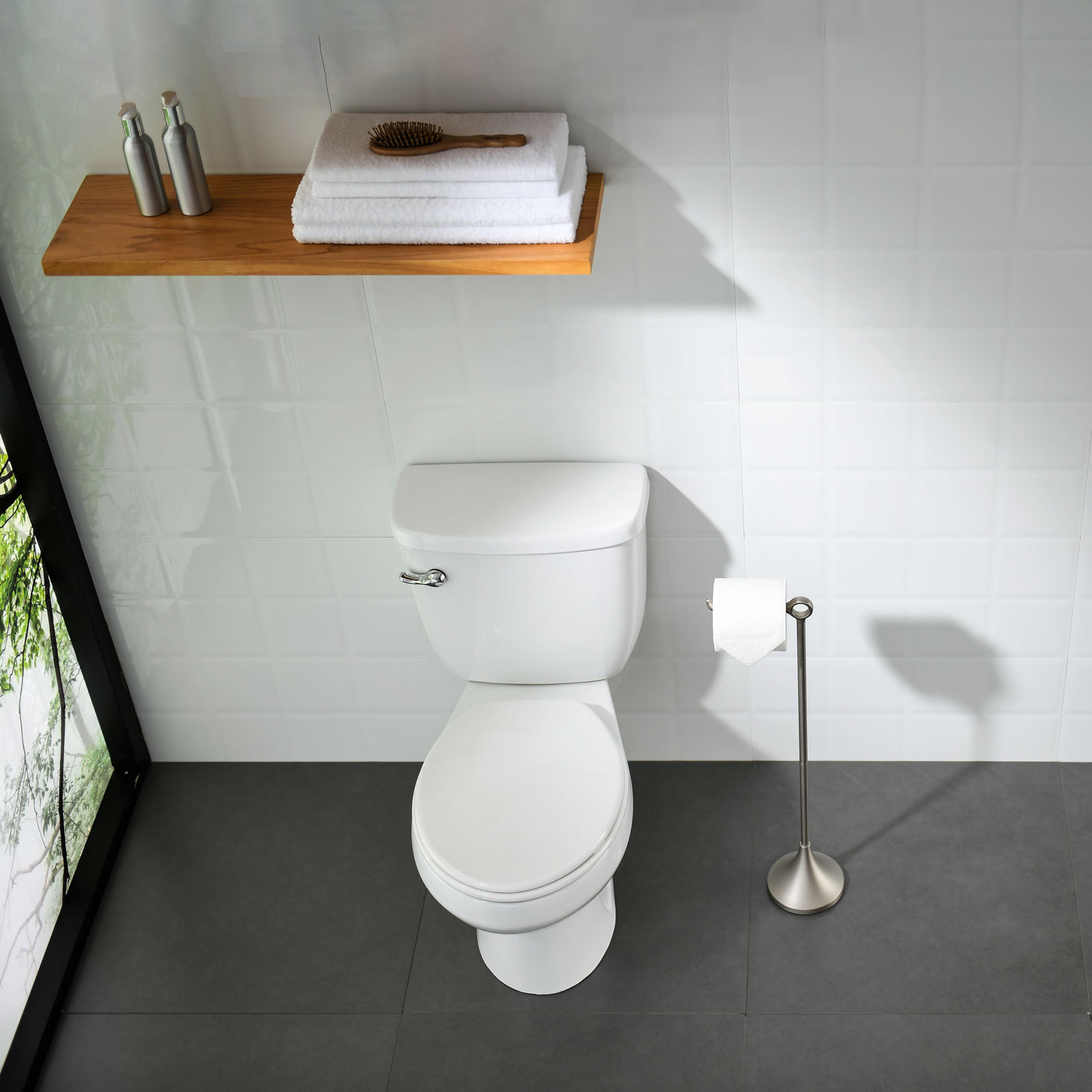 Toilet Paper Holder Free Standing, Stable Weighted Base, Modern Simple Streamlined Design