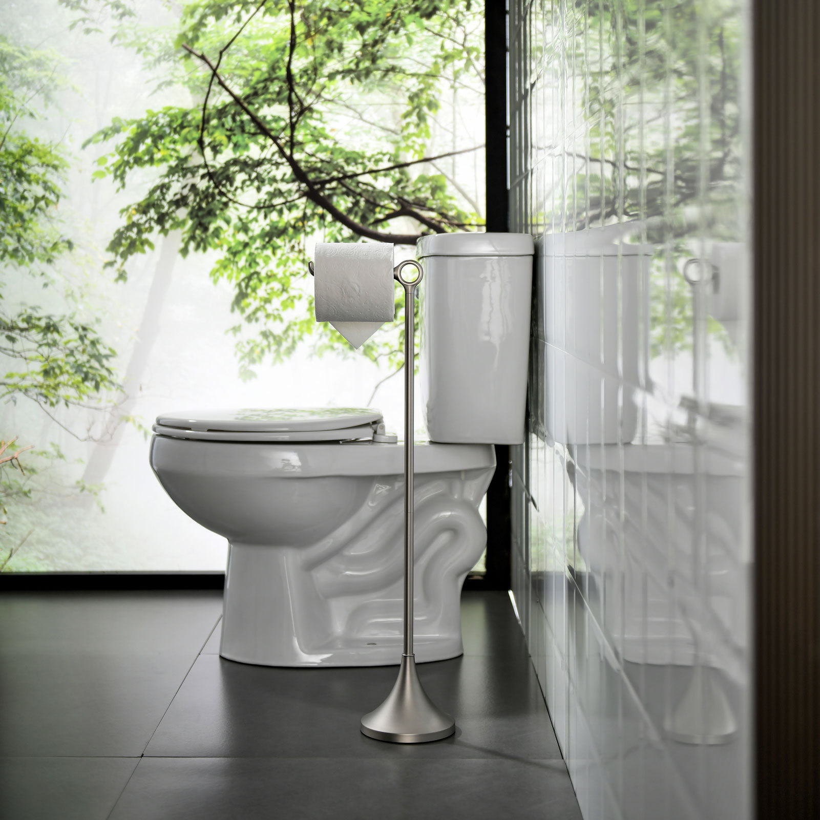 Toilet Paper Holder Free Standing, Stable Weighted Base, Modern Simple Streamlined Design