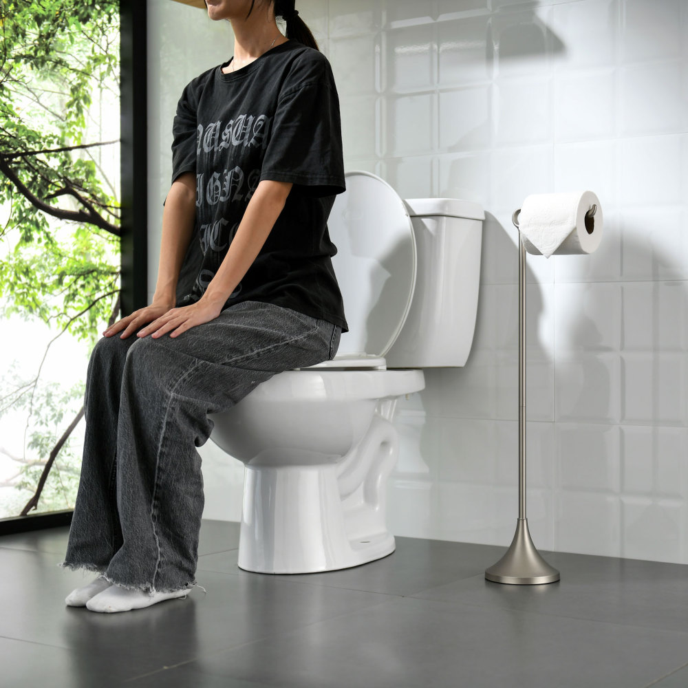 Toilet Paper Holder Free Standing, Stable Weighted Base, Modern Simple Streamlined Design