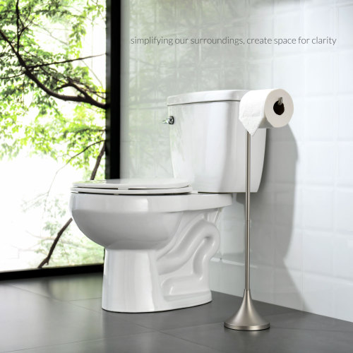 Toilet Paper Holder Free Standing, Stable Weighted Base, Modern Simple Streamlined Design