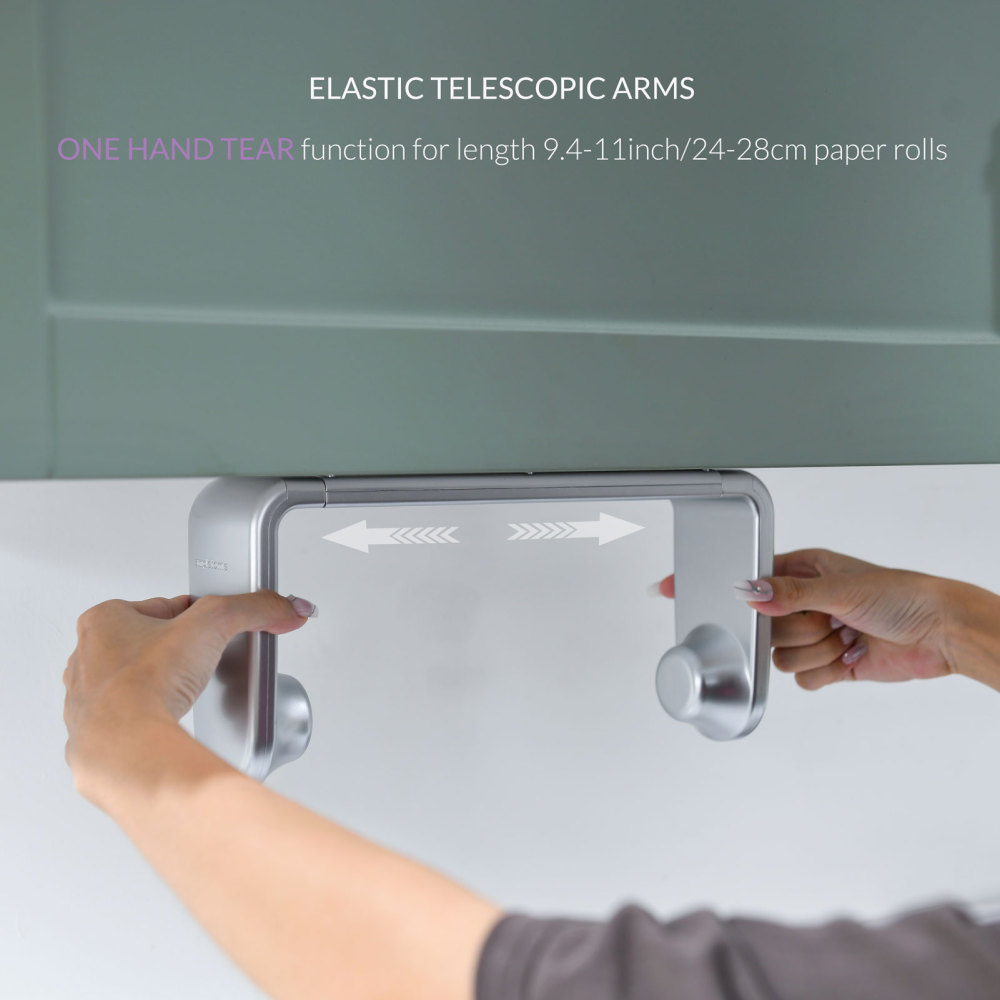 Paper Towel Holder, ONE HAND TEAR, Adaptive Tension Arm 24-28cm