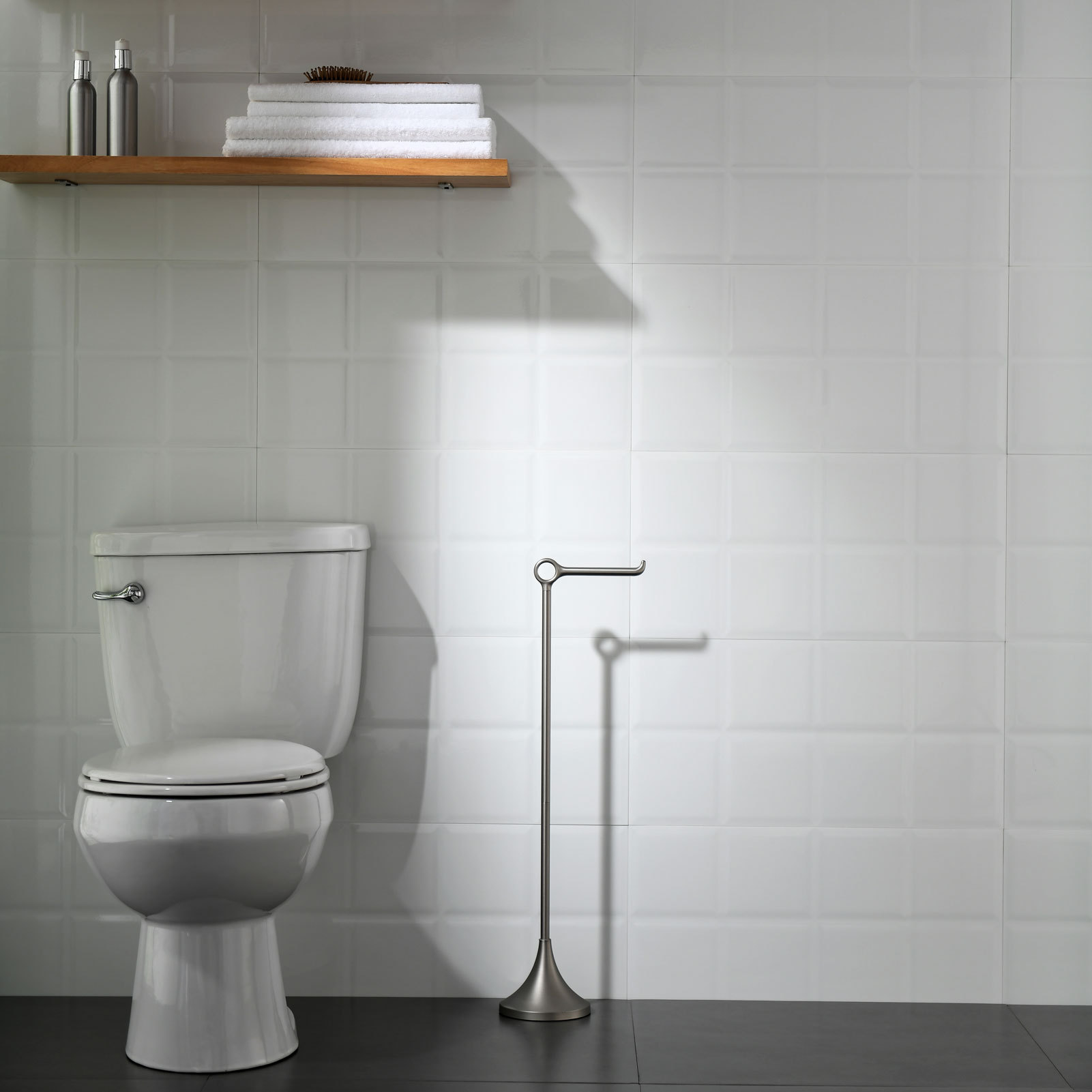 Toilet Paper Holder Free Standing, Stable Weighted Base, Modern Simple Streamlined Design