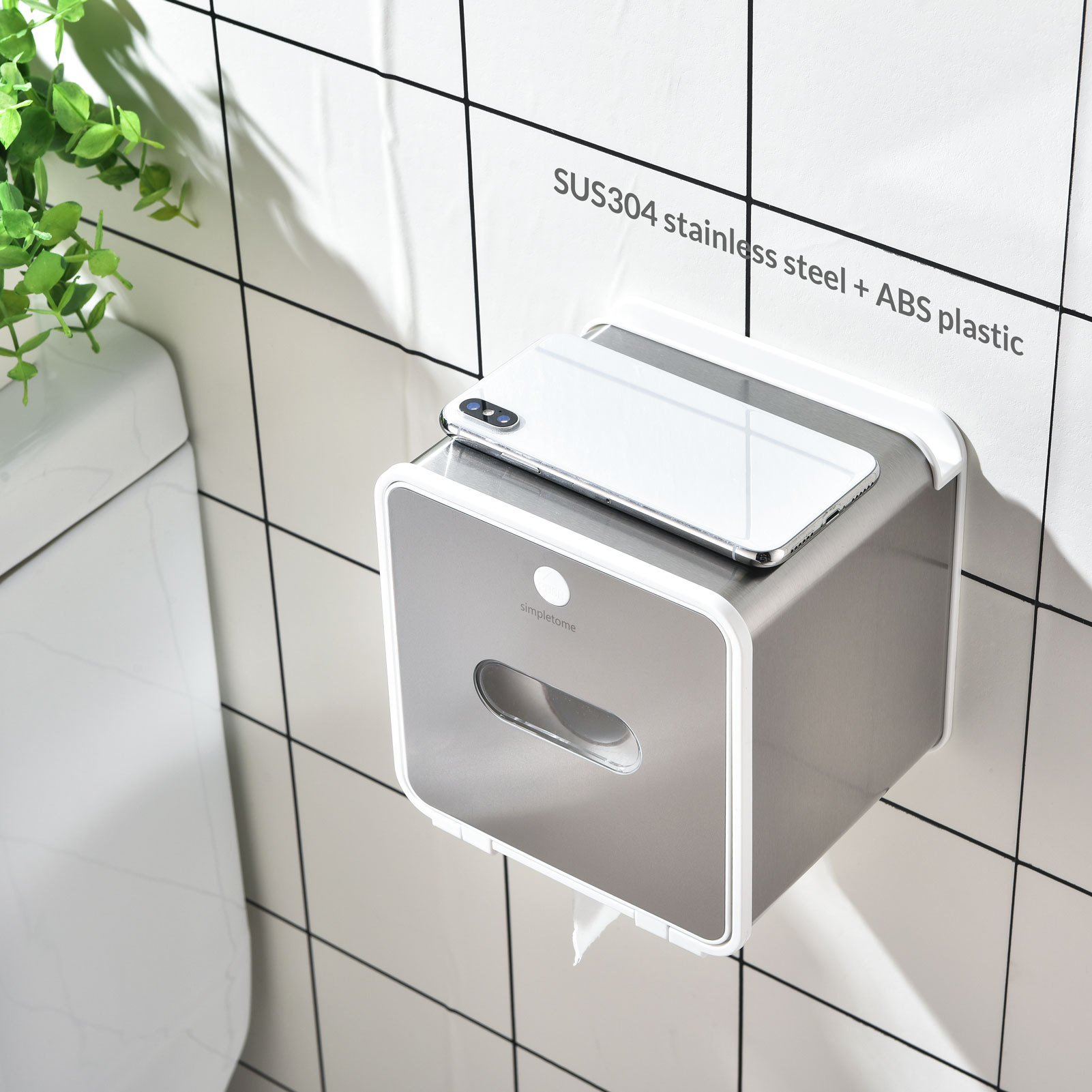 simpletome Toilet Paper Holder Wall Mount With Shelf