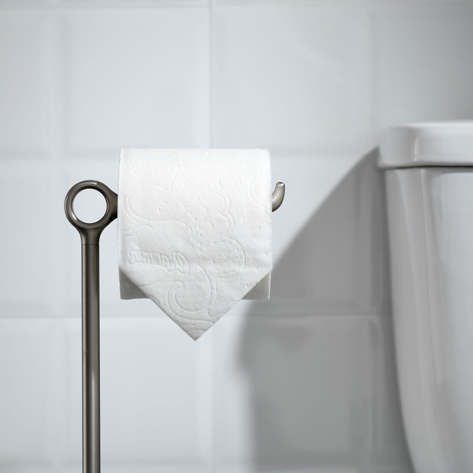 Toilet Paper Holder Free Standing, Stable Weighted Base, Modern Simple Streamlined Design