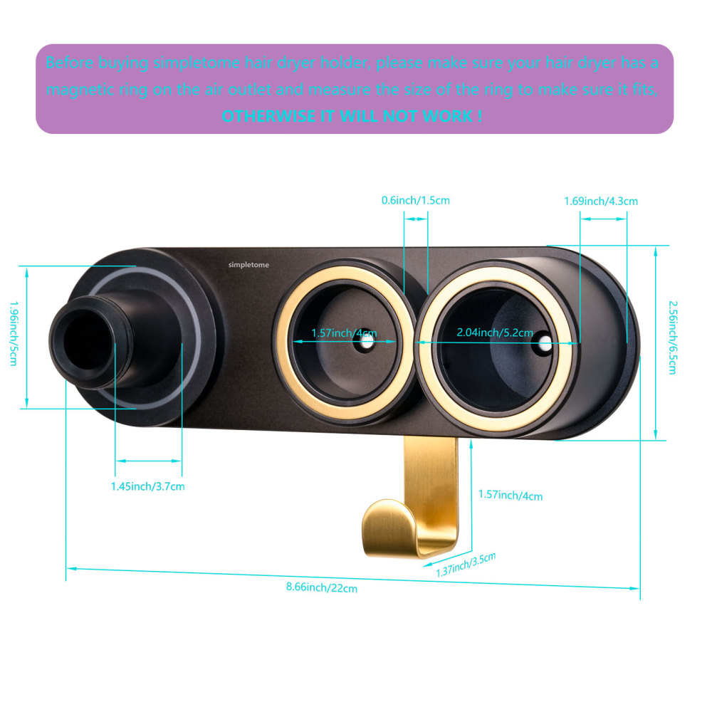 Dyson Nural Holder Wall Mount for All Magnetic High Speed Blow Dryer