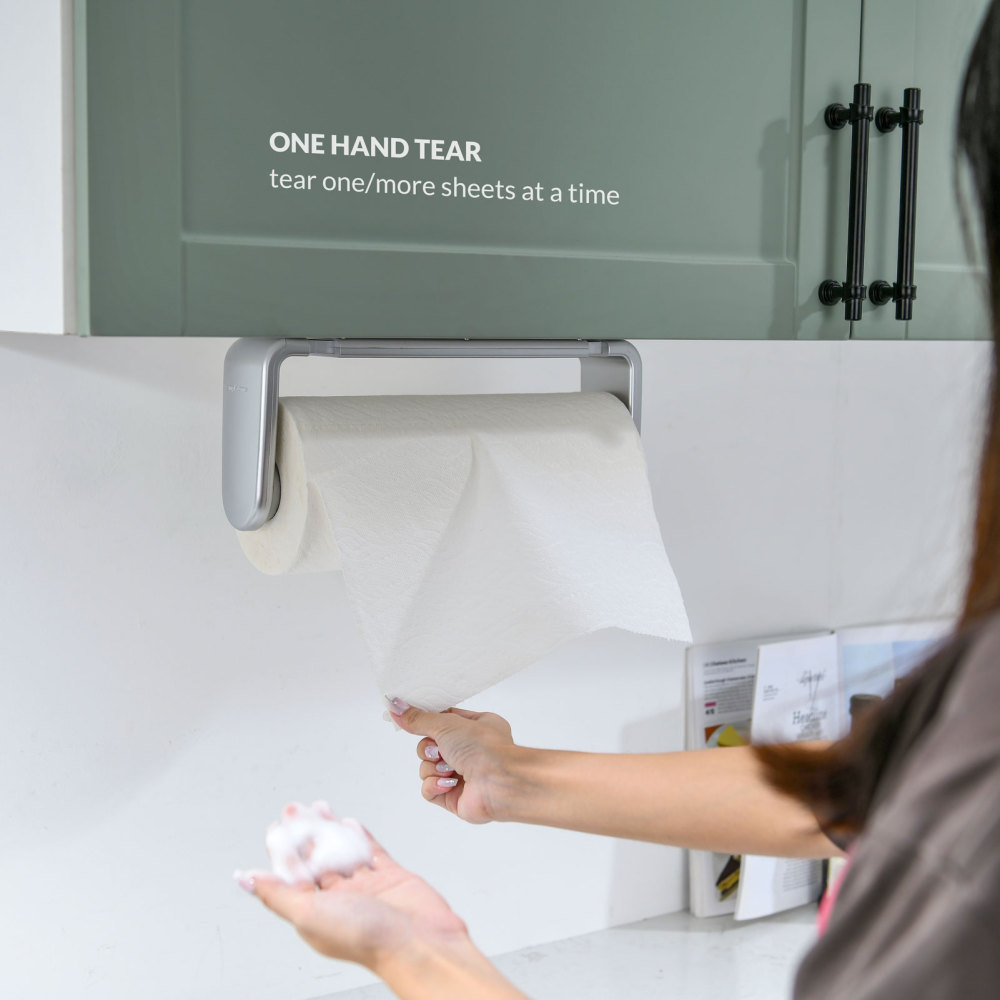 Paper Towel Holder, ONE HAND TEAR, Adaptive Tension Arm 24-28cm