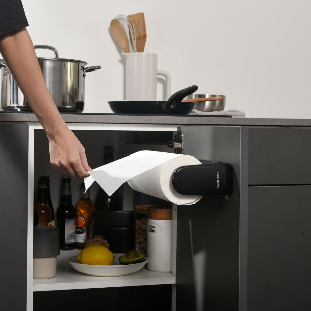 Paper Towel Holder, ONE HAND TEAR, Adaptive Tension Arm 24-28cm