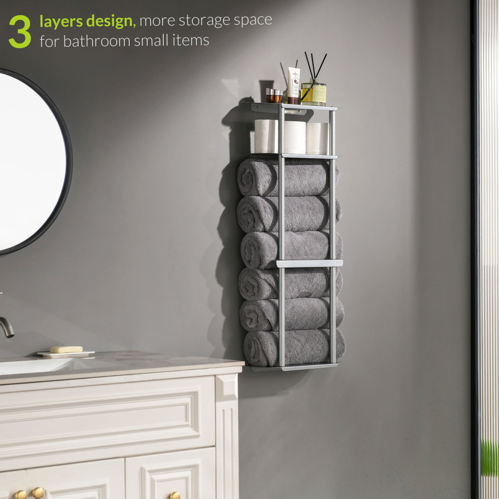 Bath Towel Organizer Storage Rack for Bathroom