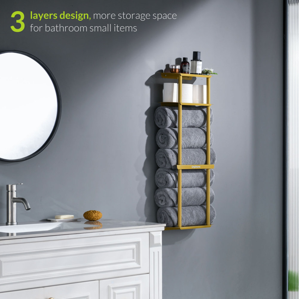 Bath Towel Organizer Storage Rack for Bathroom