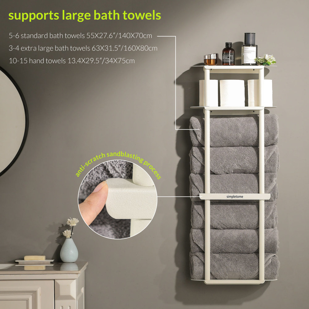 Bath Towel Organizer Storage Rack for Bathroom