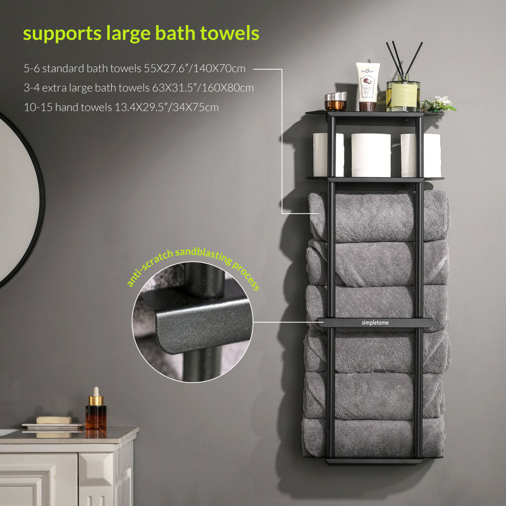Bath Towel Organizer Storage Rack for Bathroom