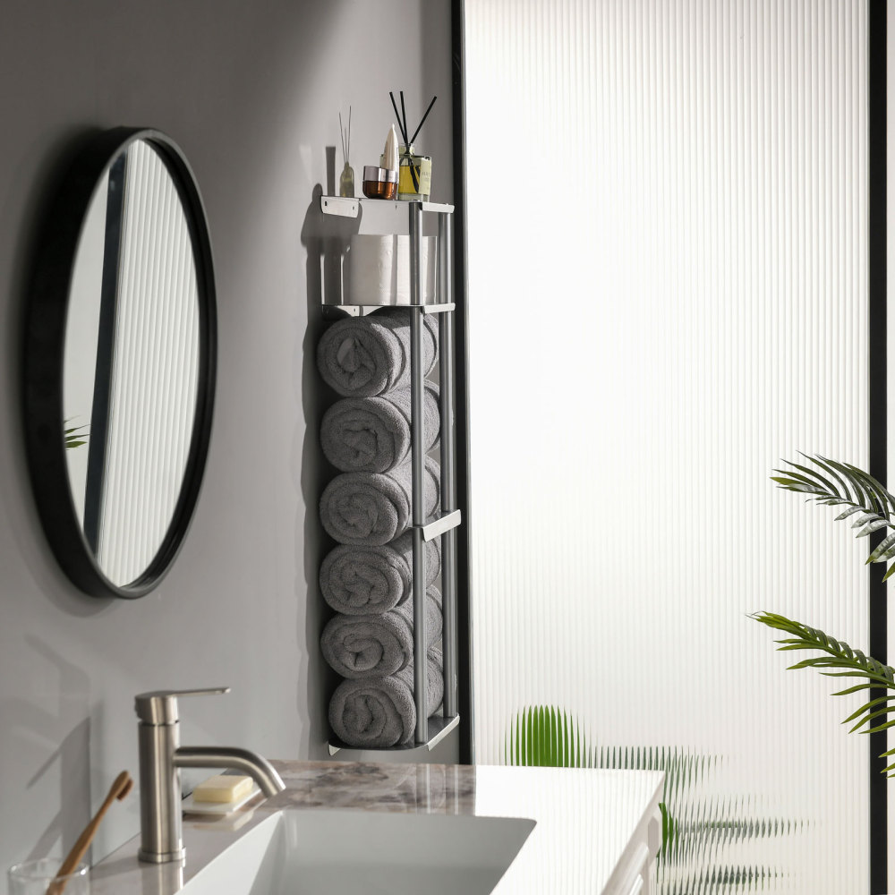 Bath Towel Organizer Storage Rack for Bathroom