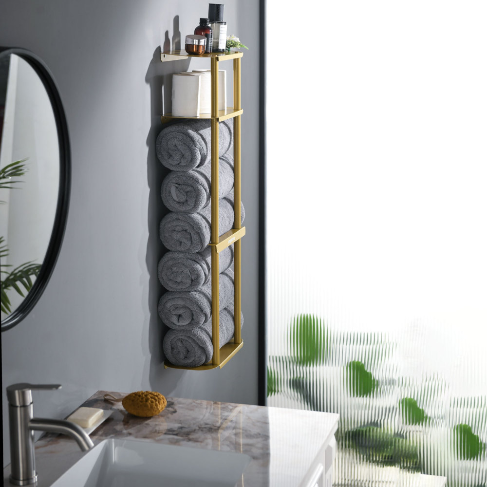Bath Towel Organizer Storage Rack for Bathroom