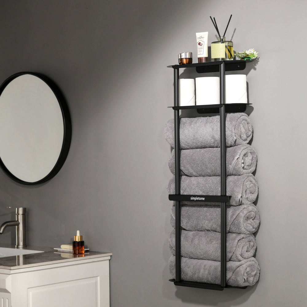 Bath Towel Organizer Storage Rack for Bathroom