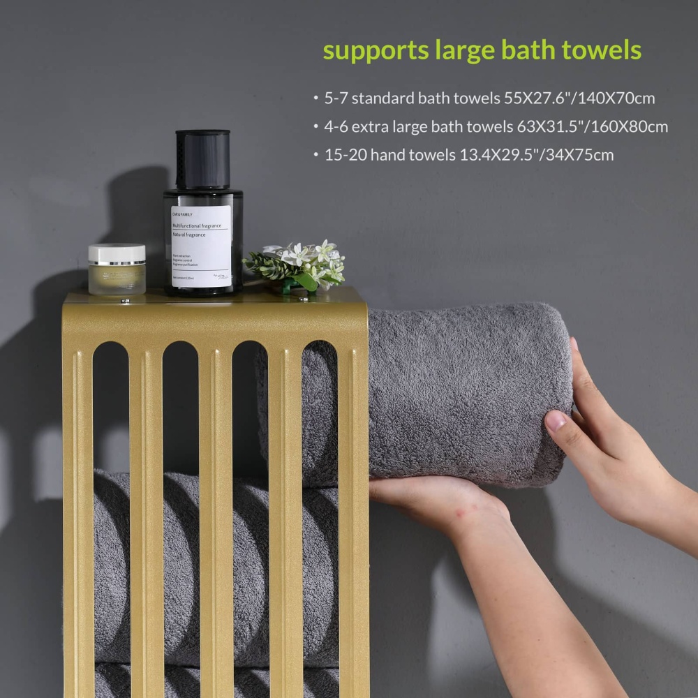 Towel Storage Rack Adjustable Height Wall Mount Bathroom Shelf