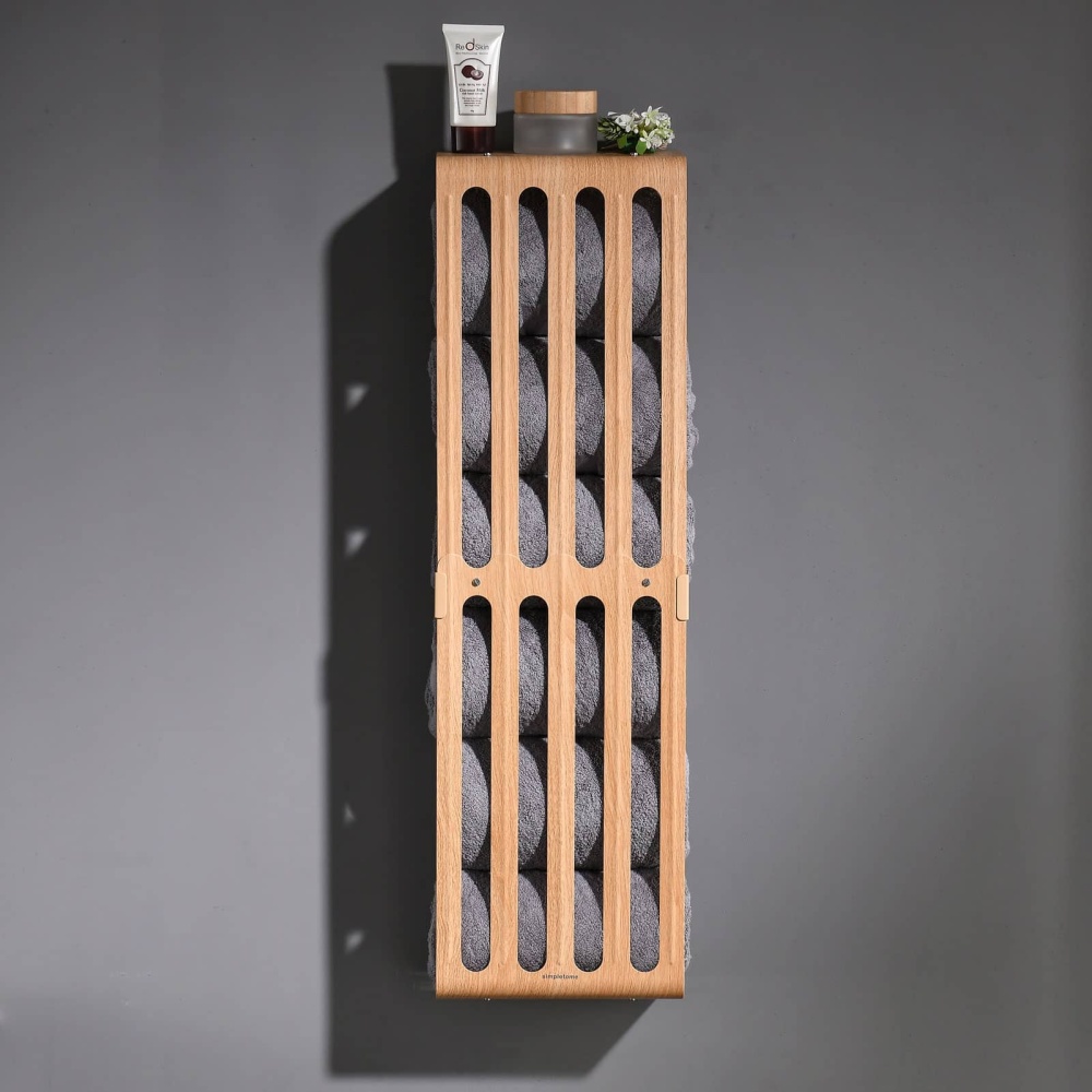 Towel Storage Rack Adjustable Height Wall Mount Bathroom Shelf