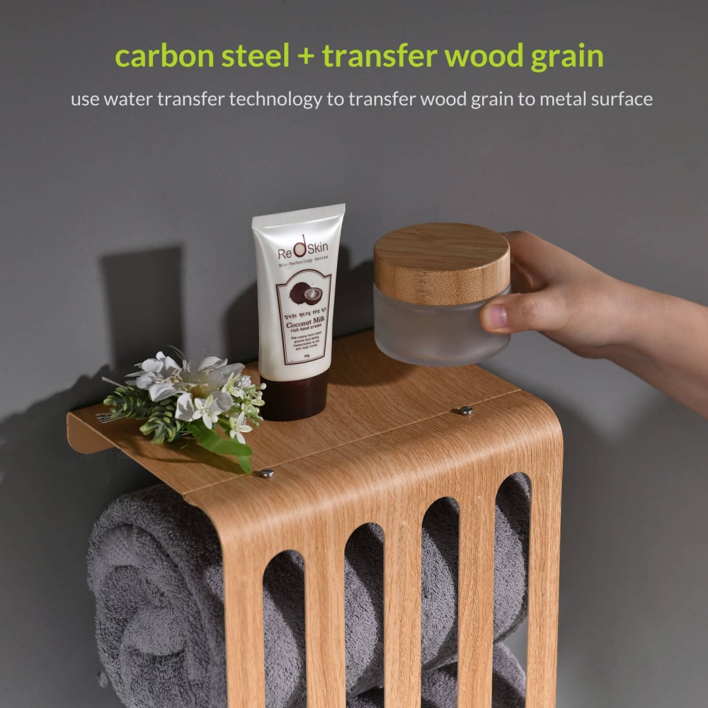 Towel Storage Rack Adjustable Height Wall Mount Bathroom Shelf