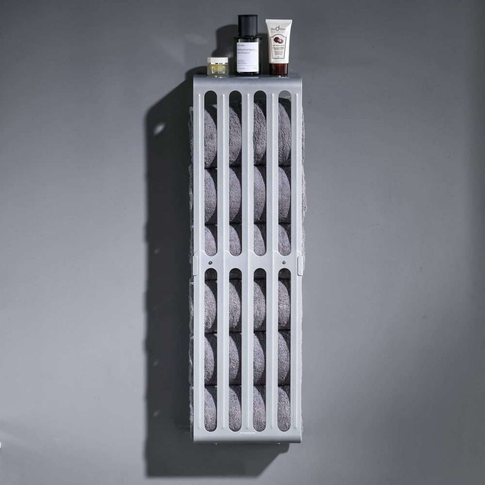 Towel Storage Rack Adjustable Height Wall Mount Bathroom Shelf