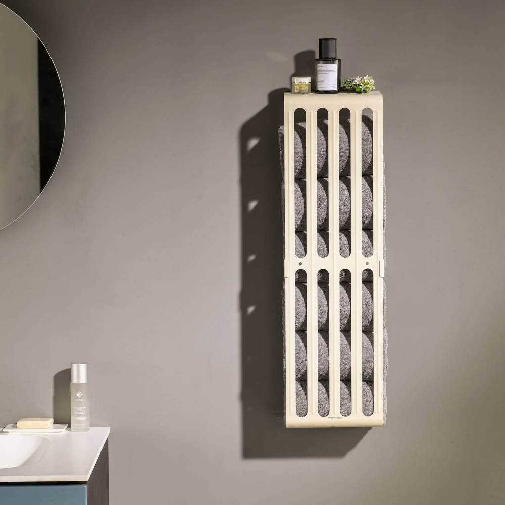 Towel Storage Rack Adjustable Height Wall Mount Bathroom Shelf