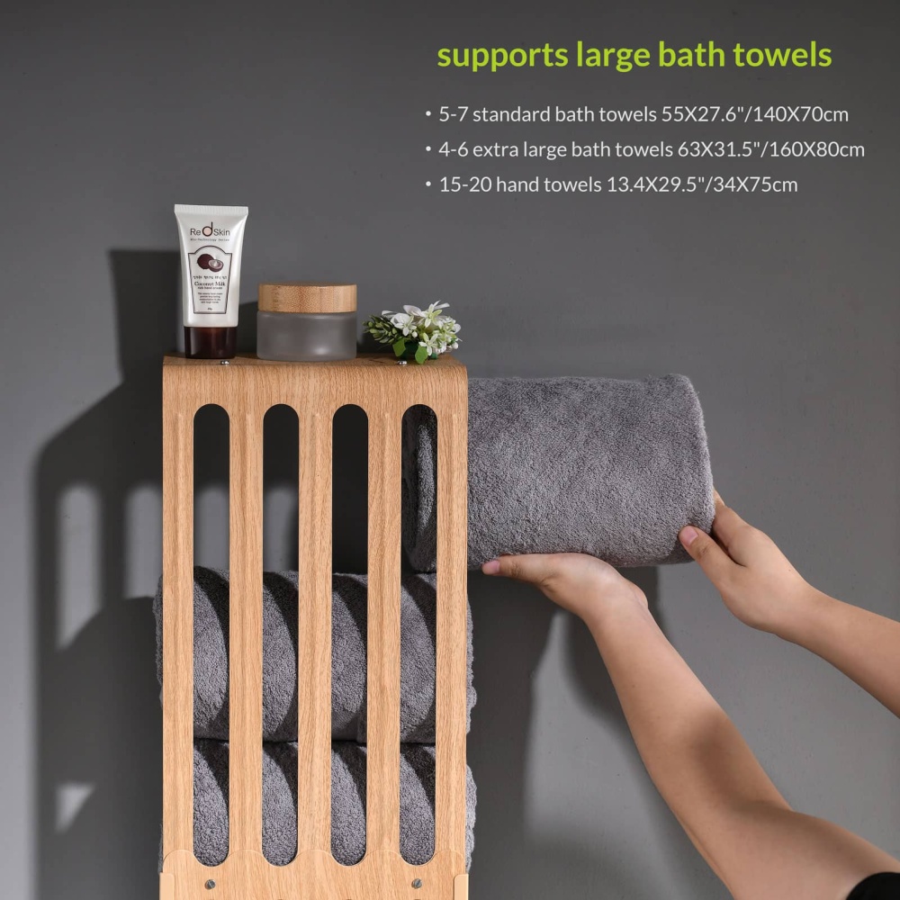 Towel Storage Rack Adjustable Height Wall Mount Bathroom Shelf