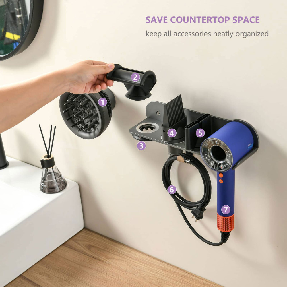 Magnetic Hair Dryer Holder Wall Mount for Most High Speed Blow Dryer