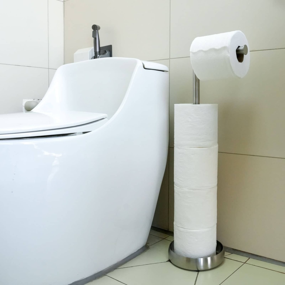 Toilet Paper Holder Stand with Storage