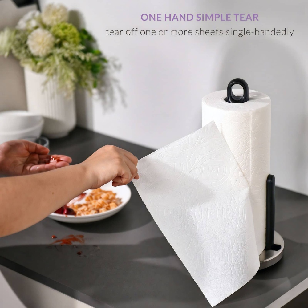 Tension Arm Paper Towel Holder Countertop ONE HAND simple TEAR