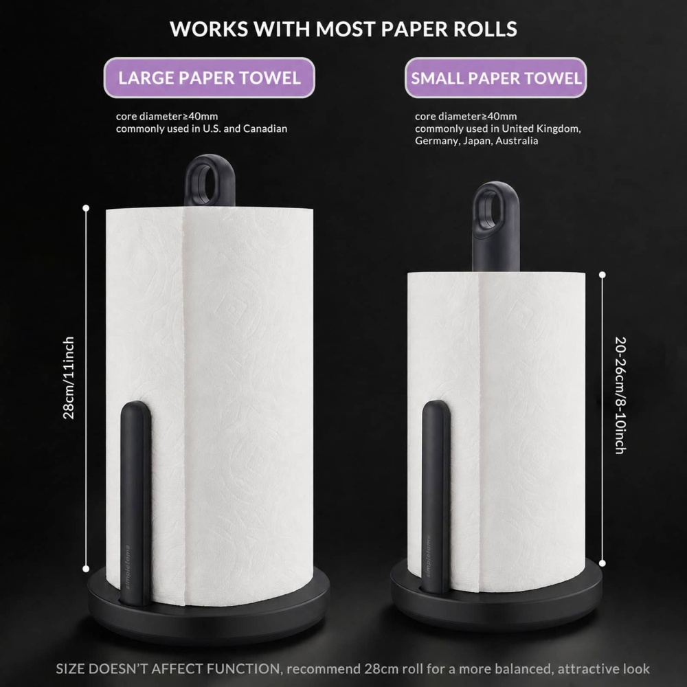 Tension Arm Paper Towel Holder Countertop ONE HAND simple TEAR