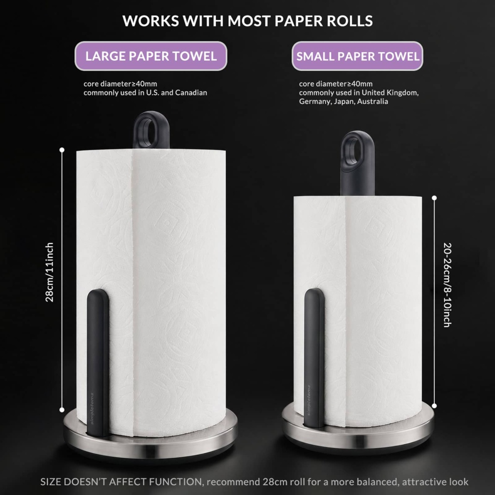 Tension Arm Paper Towel Holder Countertop ONE HAND simple TEAR