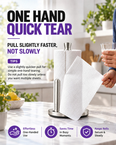 ONE HAND TEAR Paper Towel Holder with Tension Arm