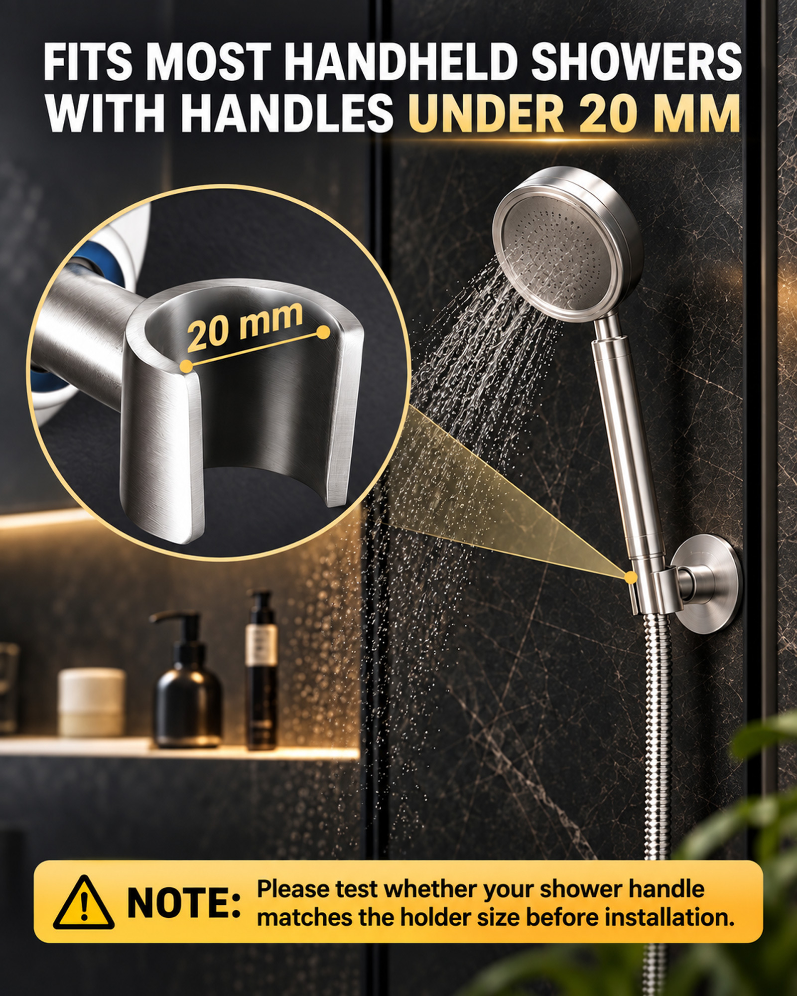 360° Adhesive Shower Head Holder Wall Mount Bracket