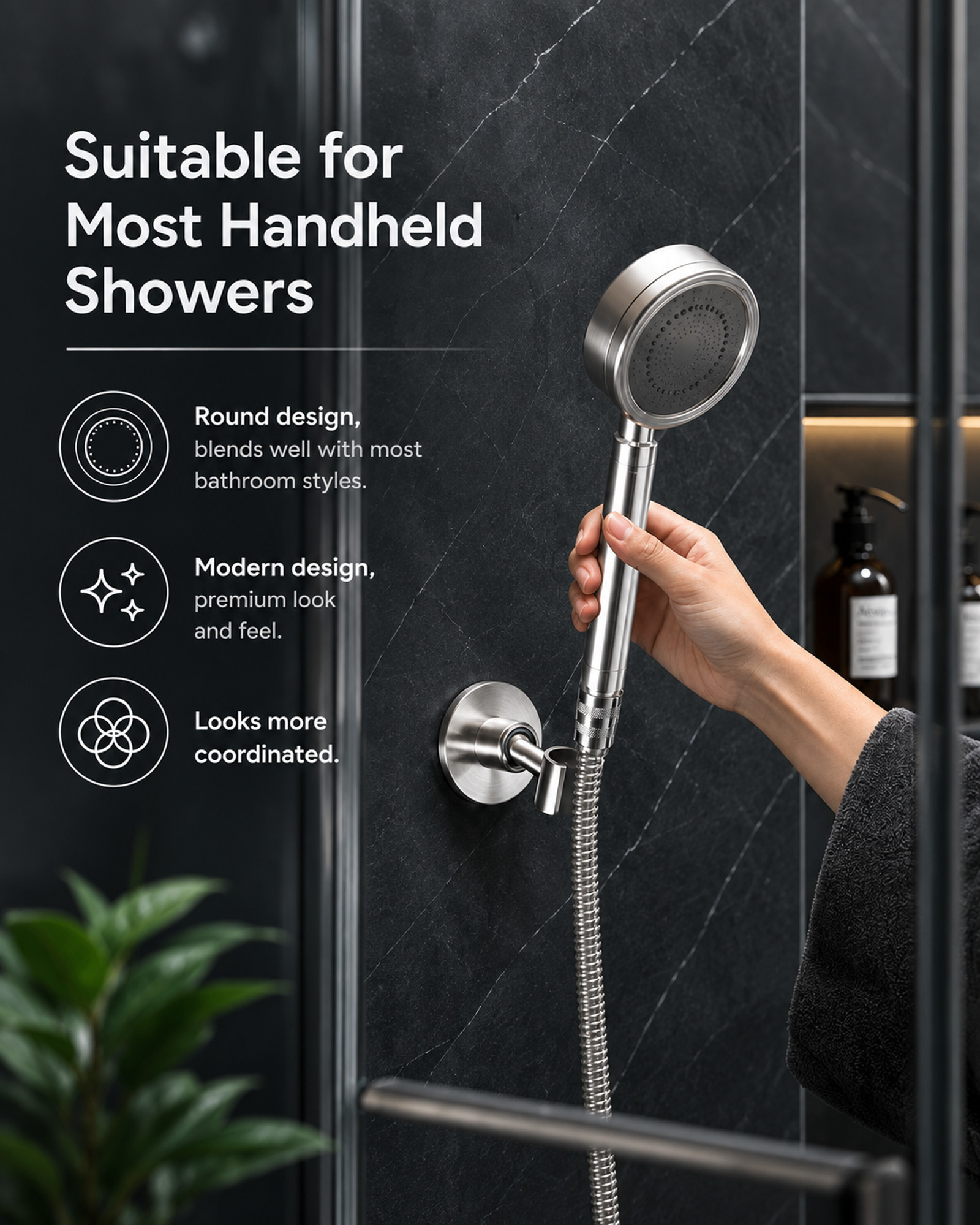 360° Adhesive Shower Head Holder Wall Mount Bracket