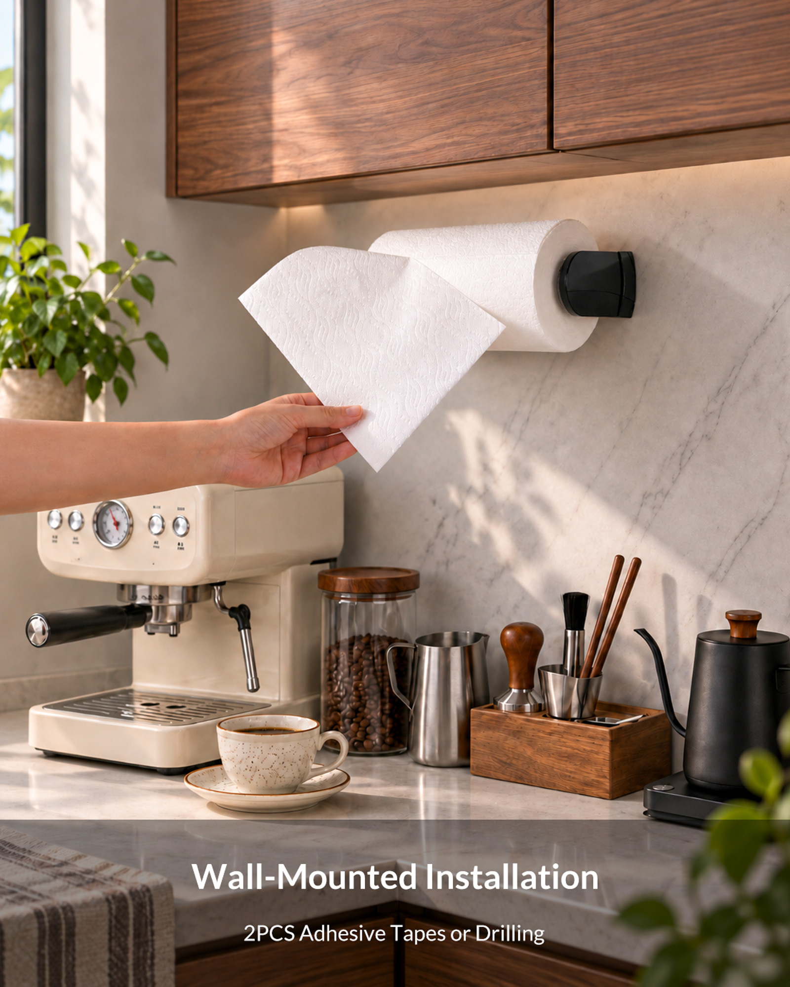 SimplyTear ONE HAND TEAR Paper Towel Holder Under Cabinet OR Wall Mount