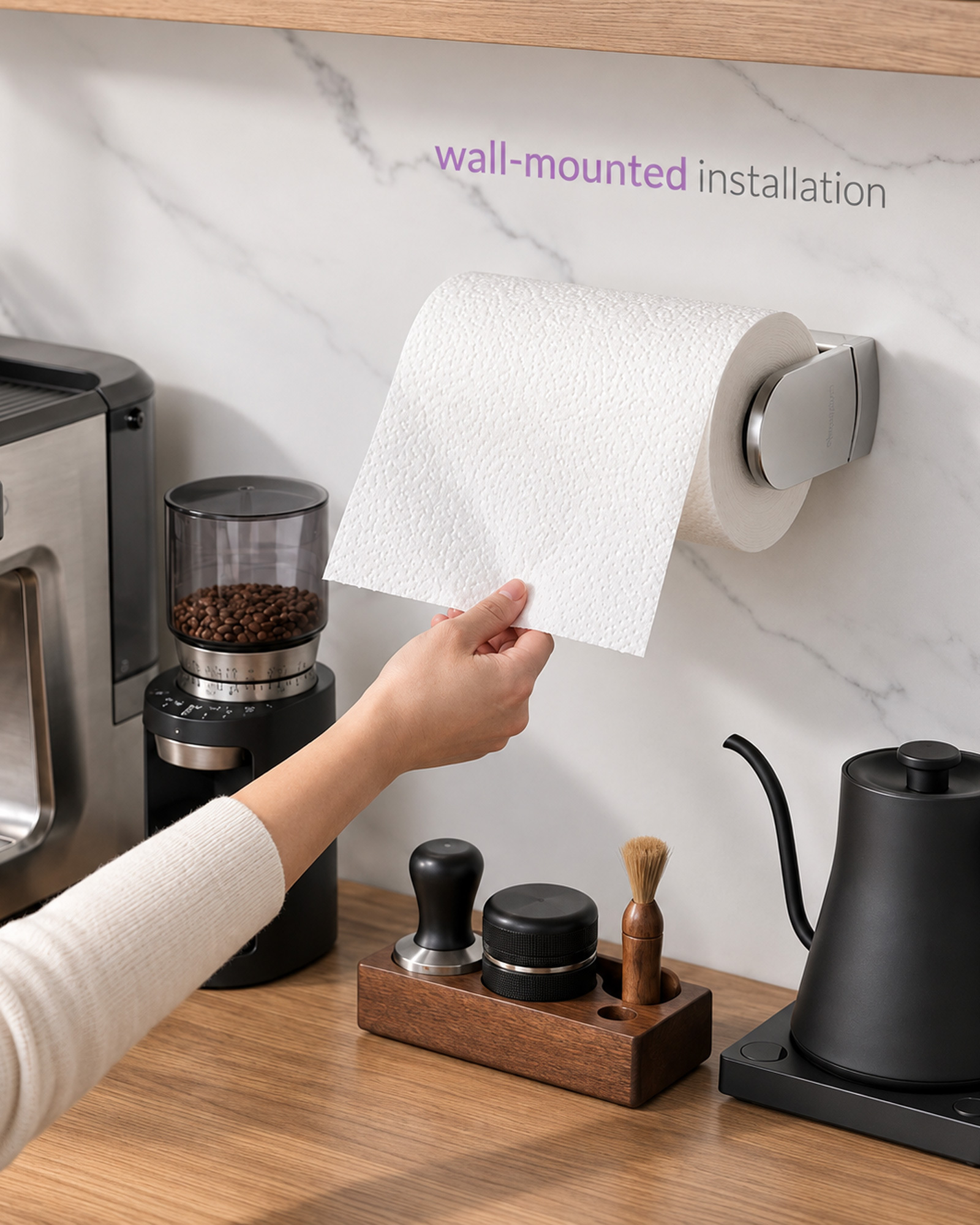 SimplyTear ONE HAND TEAR Paper Towel Holder Under Cabinet OR Wall Mount