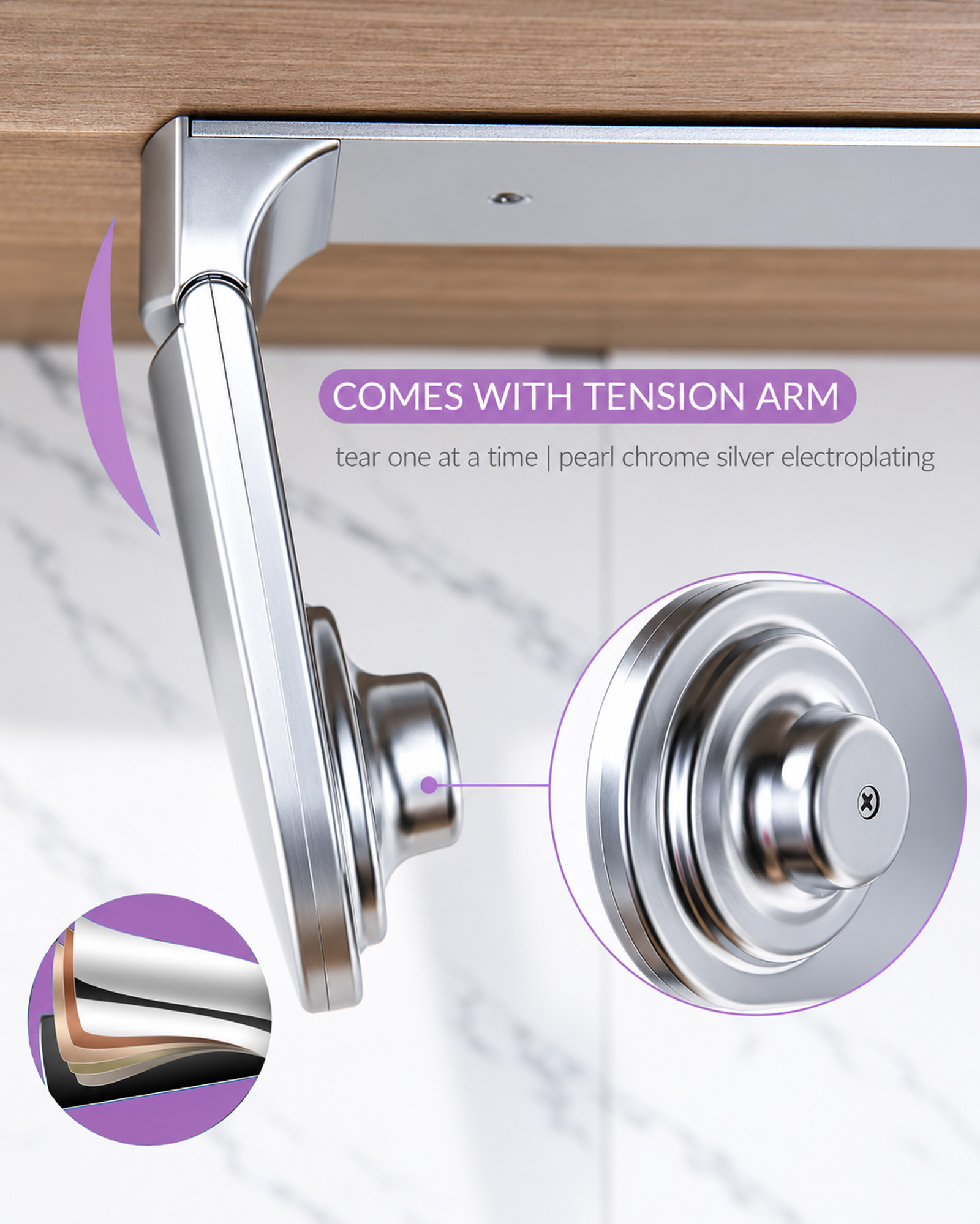 SimplyTear ONE HAND TEAR Paper Towel Holder Under Cabinet OR Wall Mount