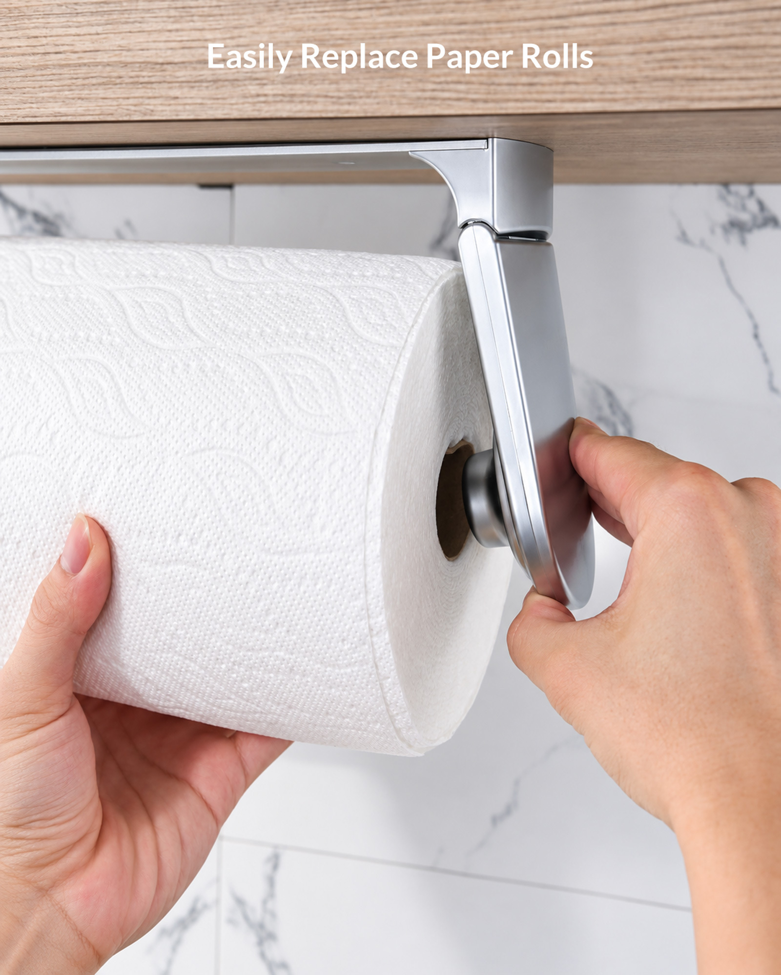 SimplyTear ONE HAND TEAR Paper Towel Holder Under Cabinet OR Wall Mount