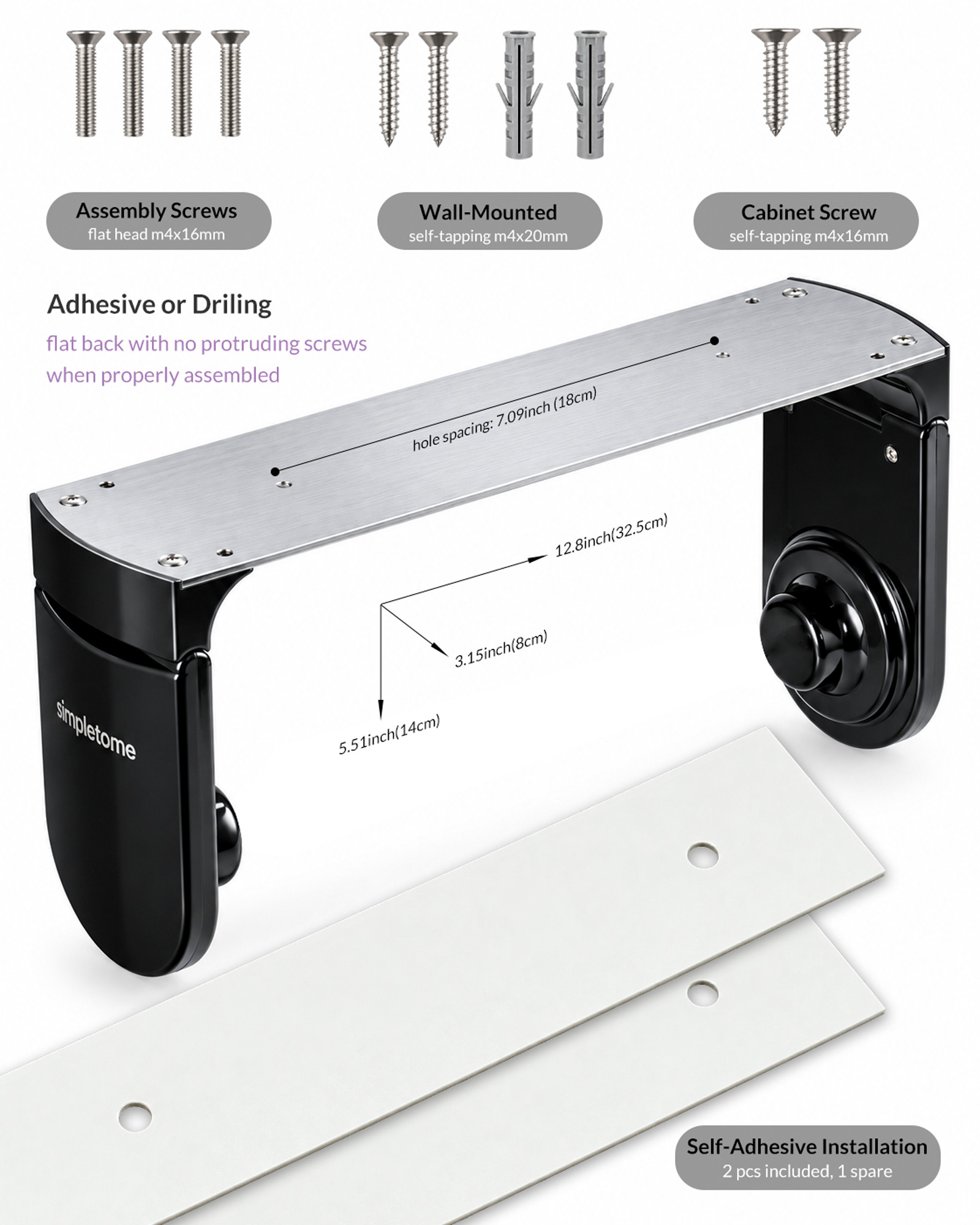 SimplyTear ONE HAND TEAR Paper Towel Holder Under Cabinet OR Wall Mount