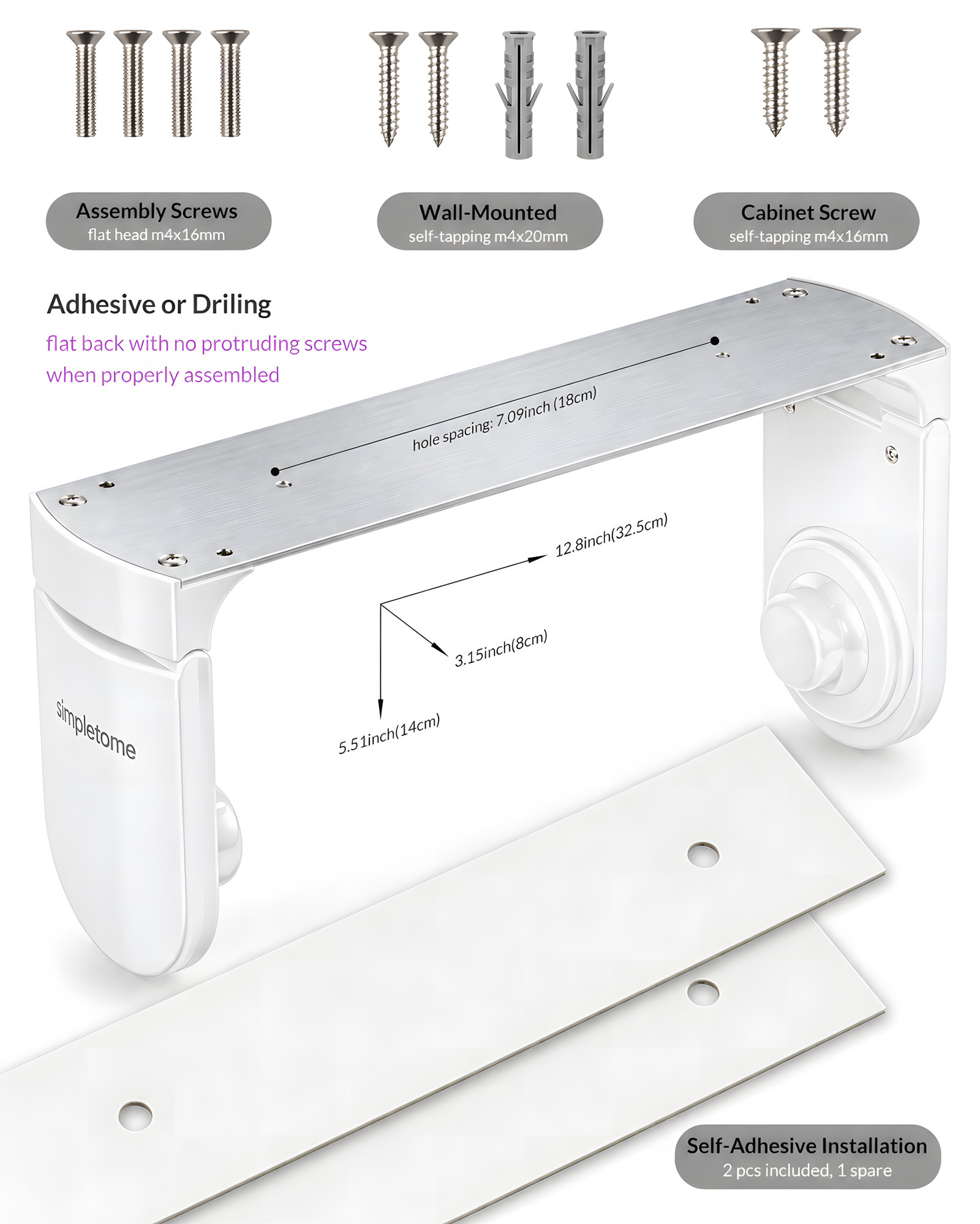 SimplyTear ONE HAND TEAR Paper Towel Holder Under Cabinet OR Wall Mount