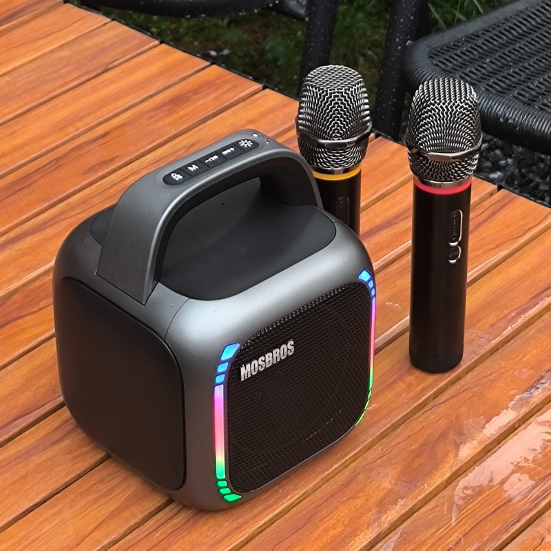Mosbros KARABOX Portable Karaoke Speaker with RGB Light for Home Party 50W with 2 Microphones